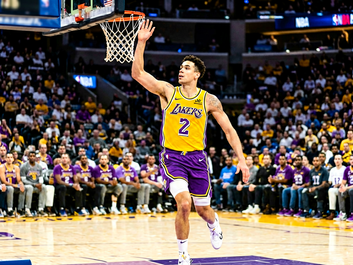 NBA常规赛湖人队比赛现场照片